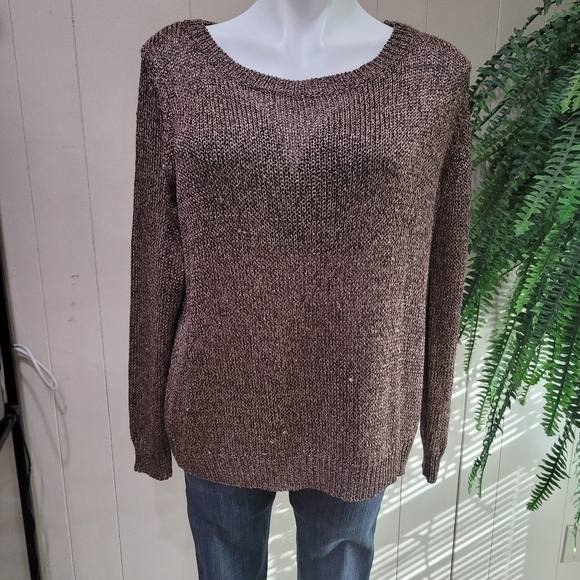 525 America Sweaters - 525 AMERICA Weave Brown Gold Tint PullOver SWEATER